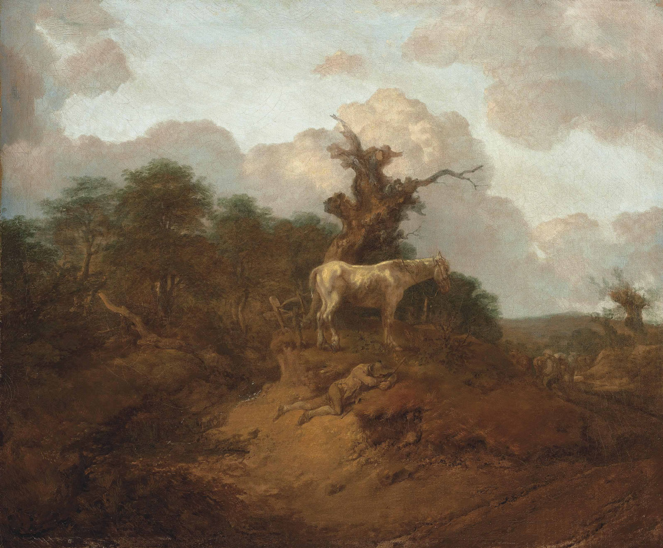 Thomas Gainsborough. Landscape with peasant and horses