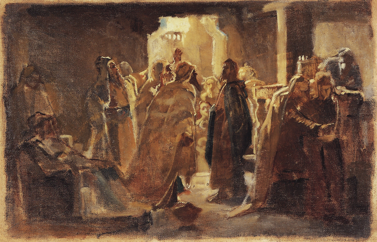 Nikolai Nikolaevich Ge. Christ in the synagogue. The sketch of the unfinished painting