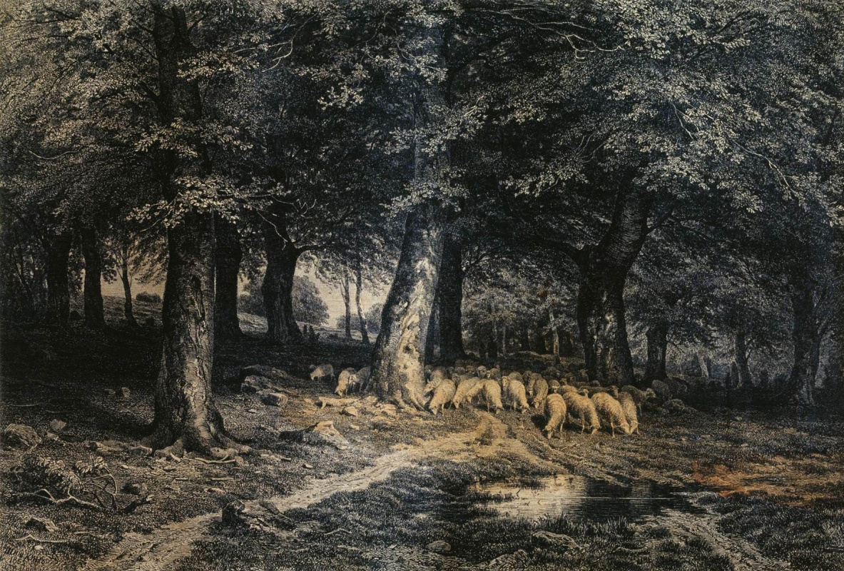 Ivan Ivanovich Shishkin. A flock of sheep in the woods