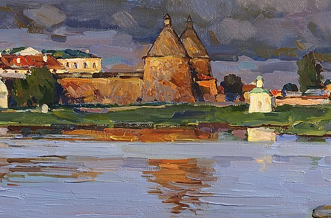 The Solovetsky monastery.Oil on canvas 43,8 x 105,3 cm 2014