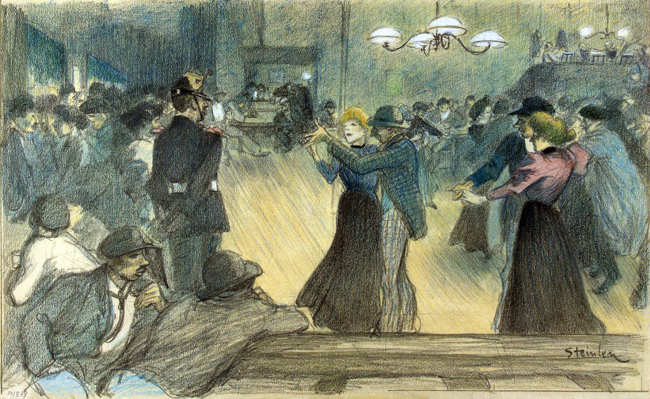 Theophile-Alexander Steinlen. The ball is in the outskirts of Paris