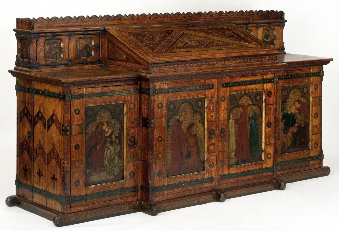 Gabinete "Luna de miel del Rey René" (coautoría con Ford Madox Brown, Dante Gabriel Rossetti, Edward Burne-Jones)