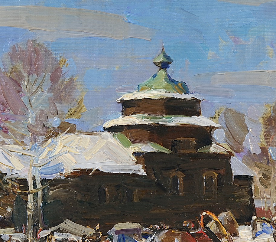 科斯特罗马。看到了冬天。布面油画（草图）30 x 60 cm。2014