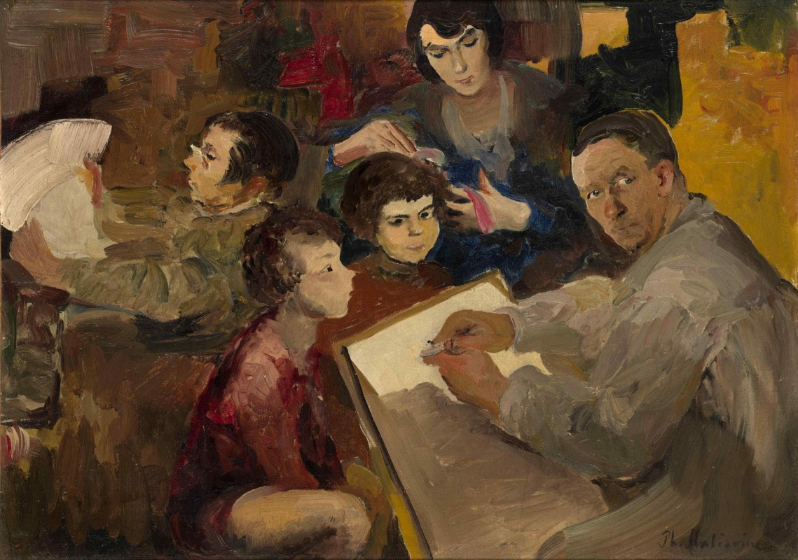 Philip Andreevich Malyavin. Autorretrato con familia.