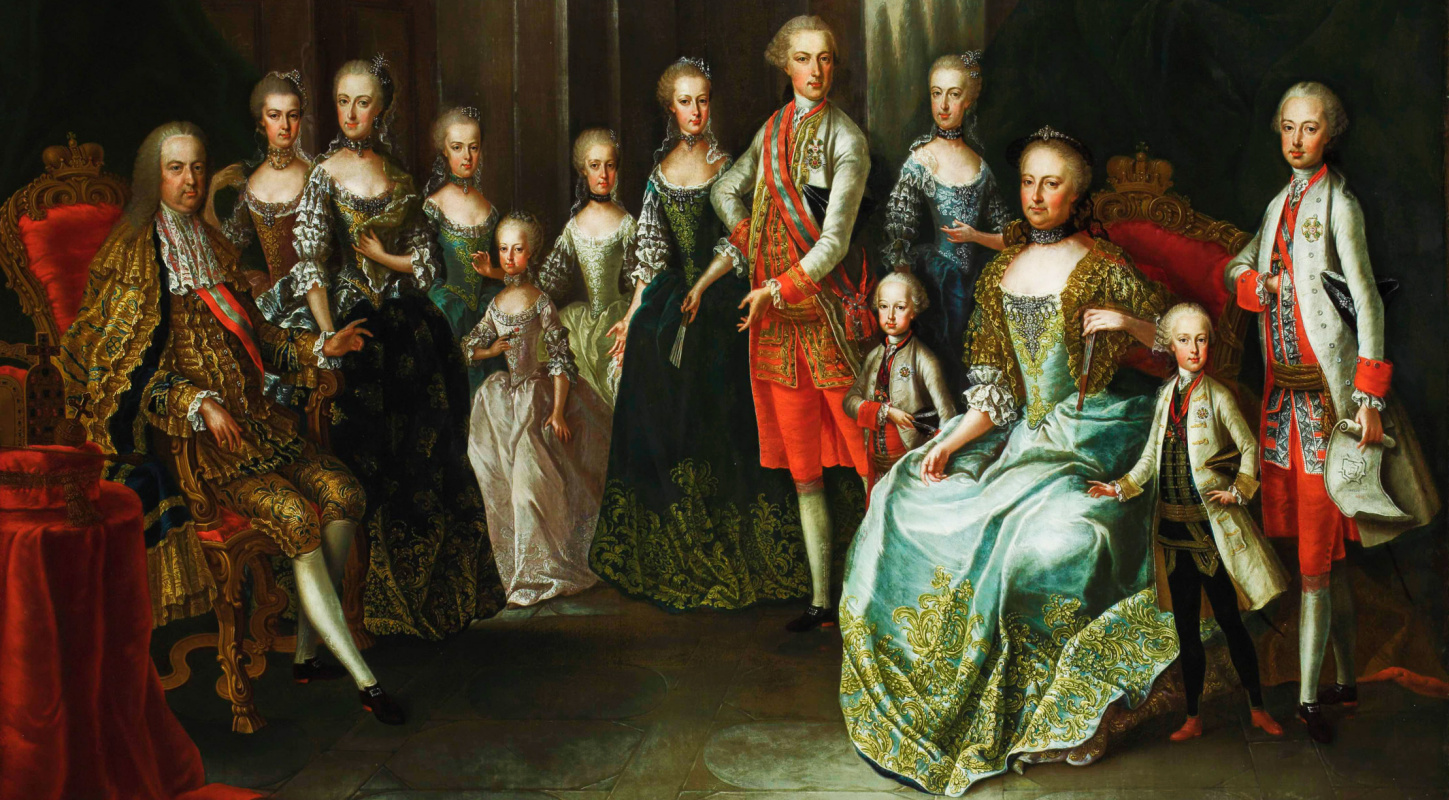 Franz von Fahrenheon. Portrait of the Empress Maria Theresa with the family