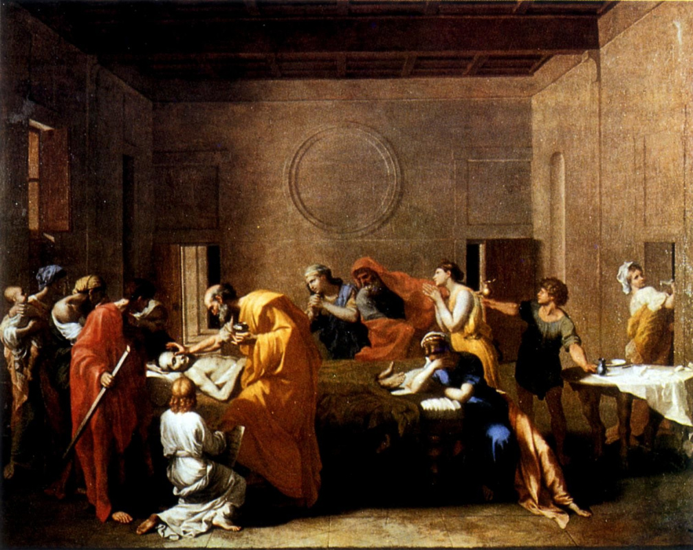 Nicolas Poussin. Extreme unction from the series "Seven sacraments"