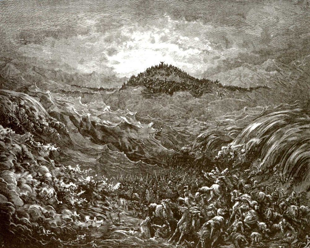 Paul Gustave Dore. Illustration to the Bible: the death of the Egyptians in the Black Sea