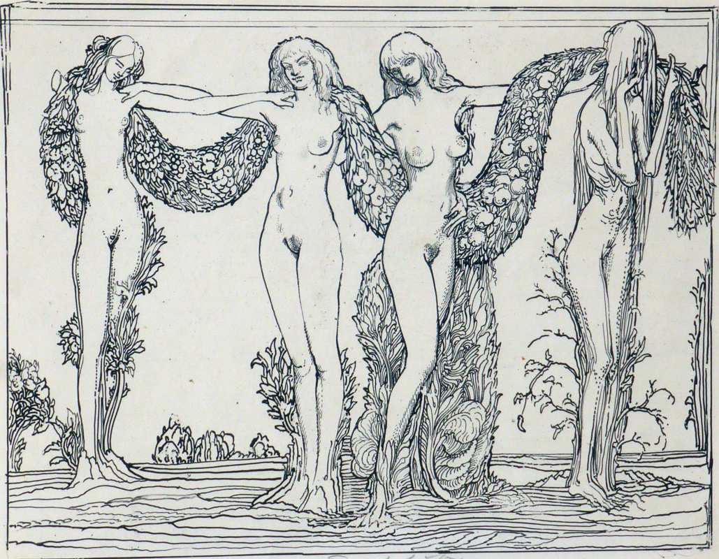 Ernst Fuchs. Nymphs. Allegory of the four seasons