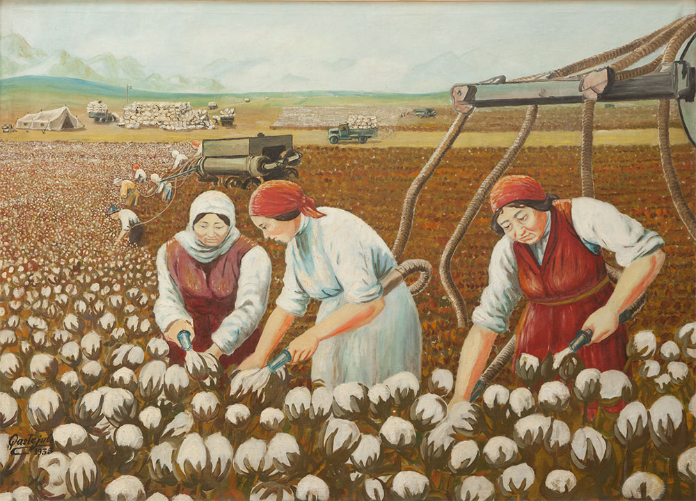 Abylkhan Kasteevich Kasteev. Picking cotton