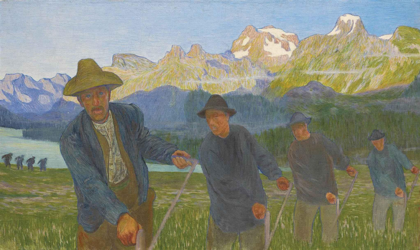 Giovanni Giacometti. Hay. Men in the field