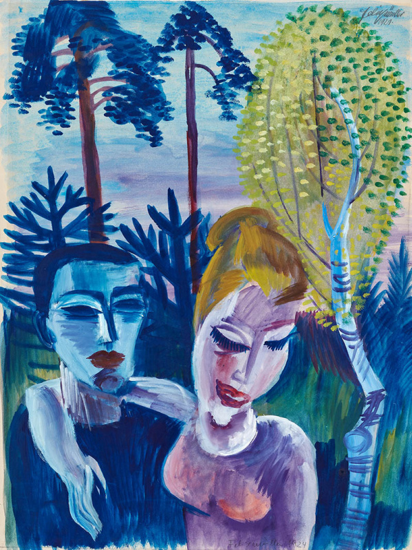 Conrad Felixmüller. Couple before Landscape