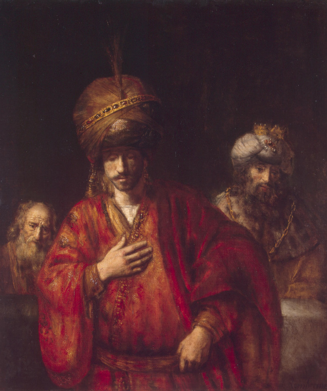 Rembrandt Harmenszoon van Rijn. Haman learns his fate (Haman's Fall)