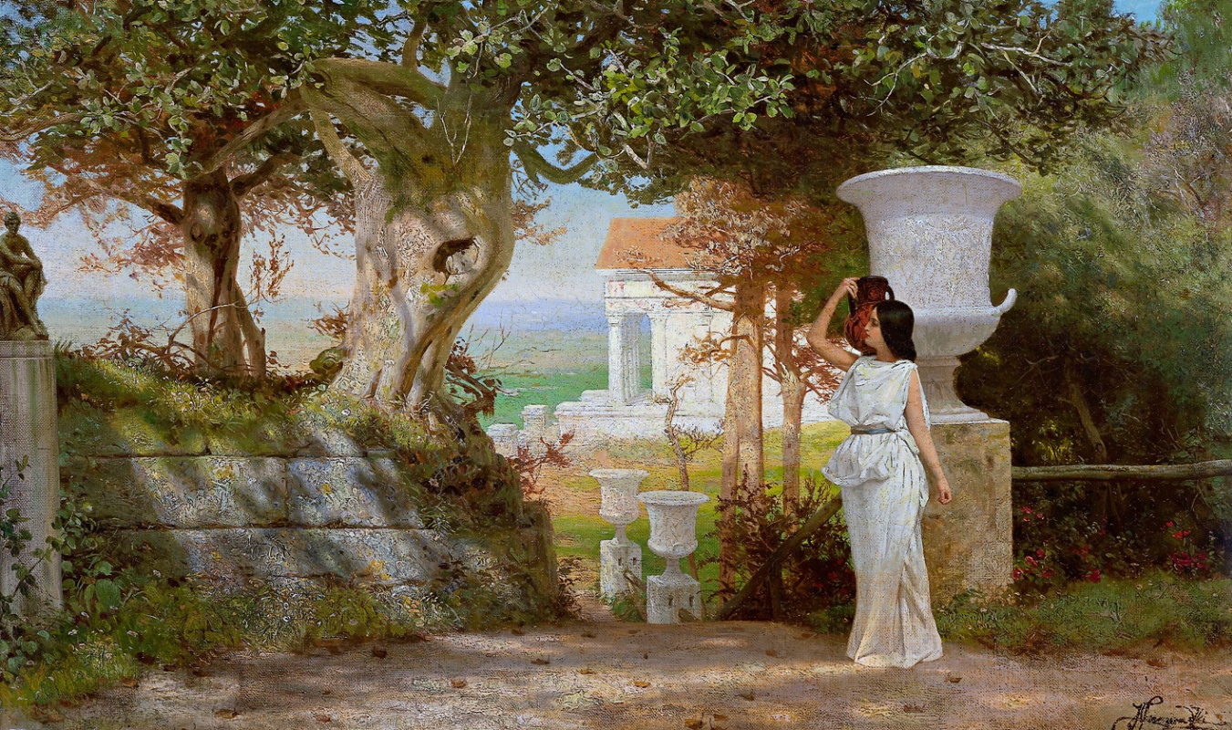 Генрих Ипполитович Семирадский. Girl with a jug in an olive grove