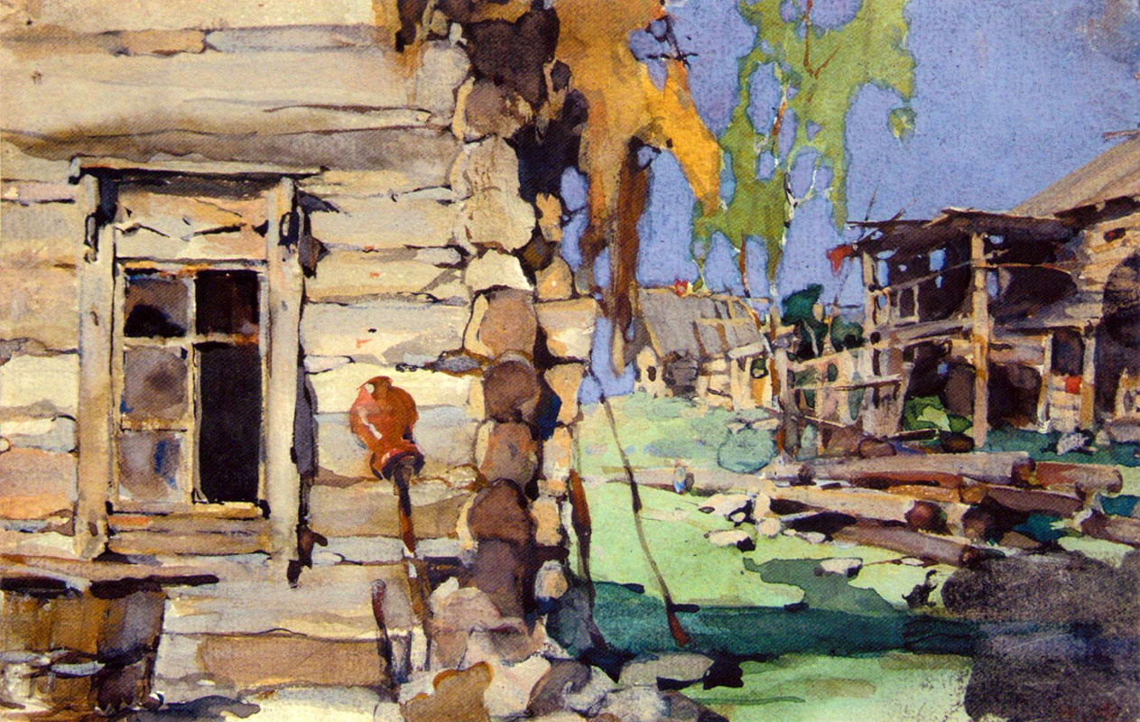 Nicolai Fechin. Street in the village. Illustration to the book by Z. M. Slavyanova