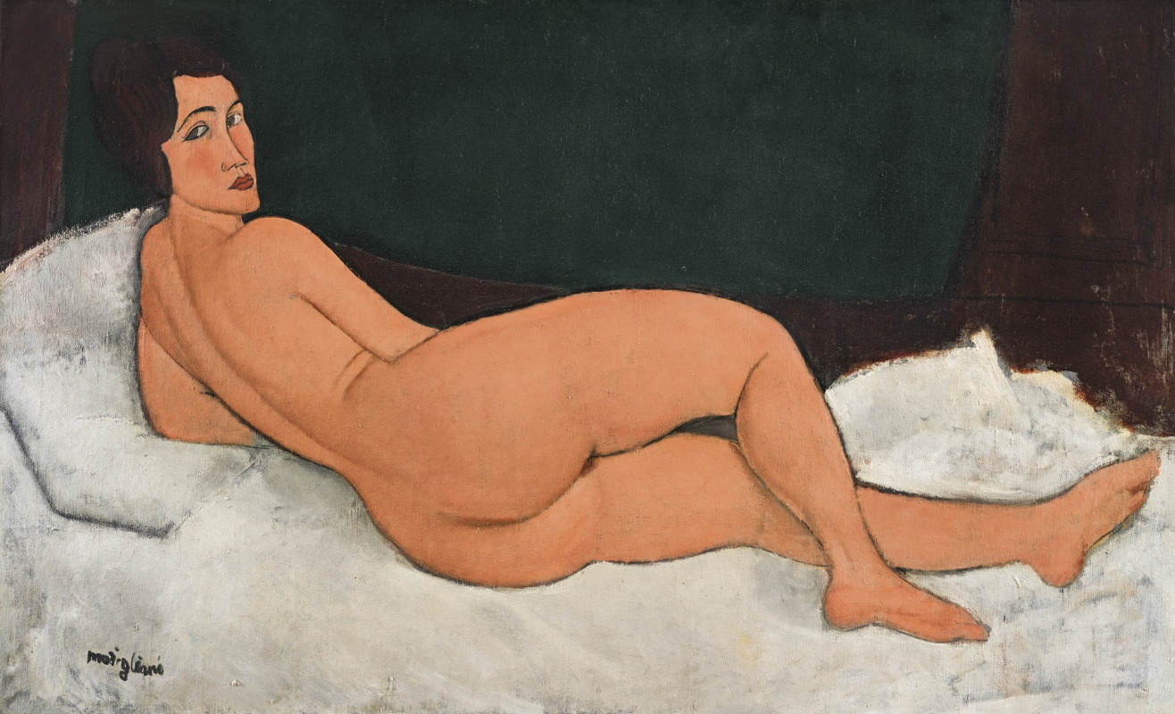 Amedeo Modigliani. Reclining Nude (on her left side)