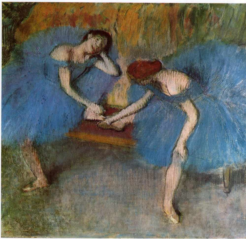 Edgar Degas. Two dancers in blue
