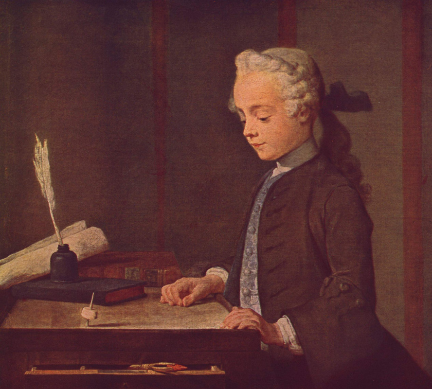 Jean Baptiste Simeon Chardin. The boy with the top. Portrait Of Auguste Gabriel Godefroy