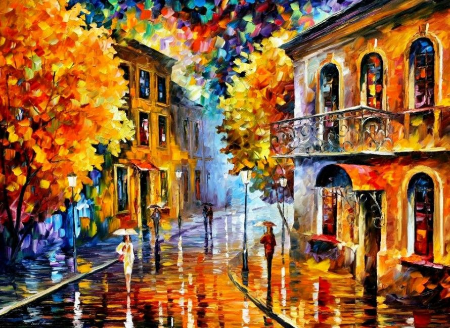 Leonid Afremov. Rainy evening