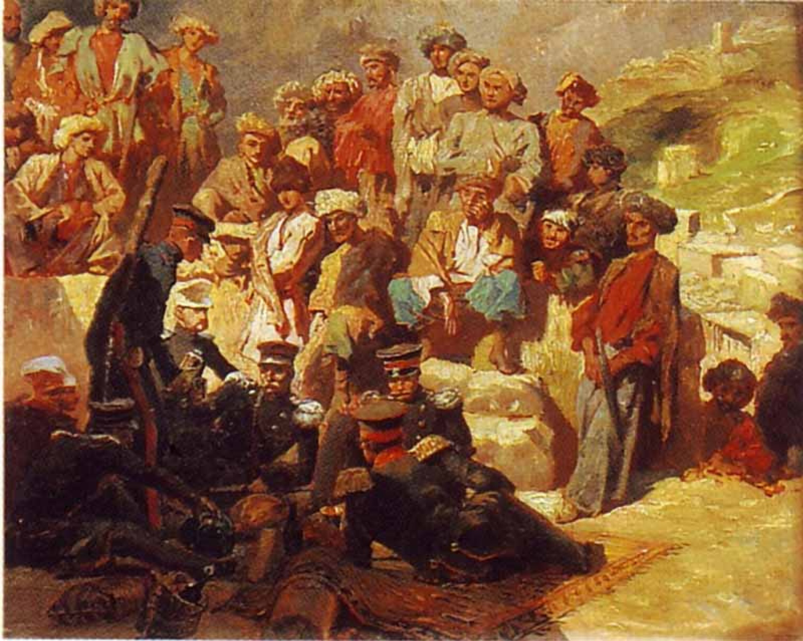 Григорий Григорьевич Гагарин - «Офицеры на привале в ауле Сиук». 1840-1842:  Описание произведения | Артхив