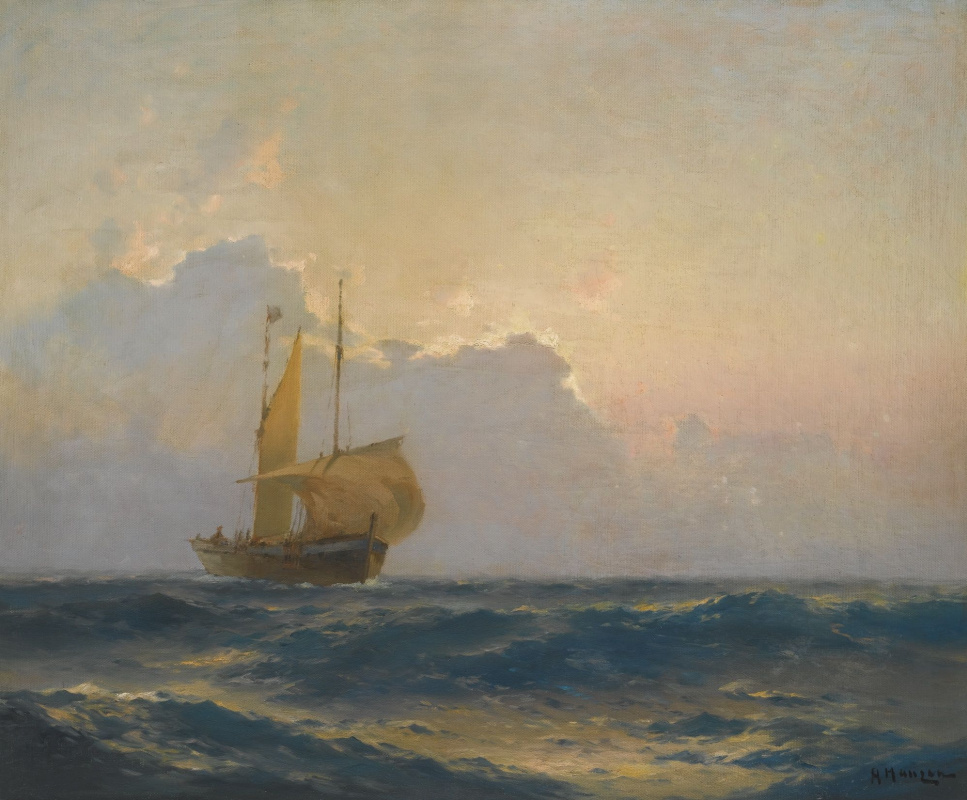 Alexey Vasilyevich Ganzen. Ship at dusk