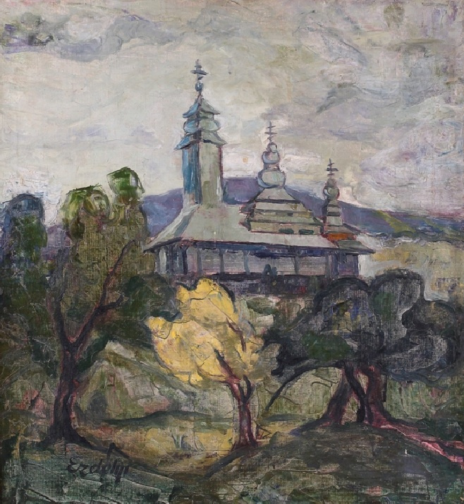 Adalbert Mikhailovich Erdeli. Landscape with a church
