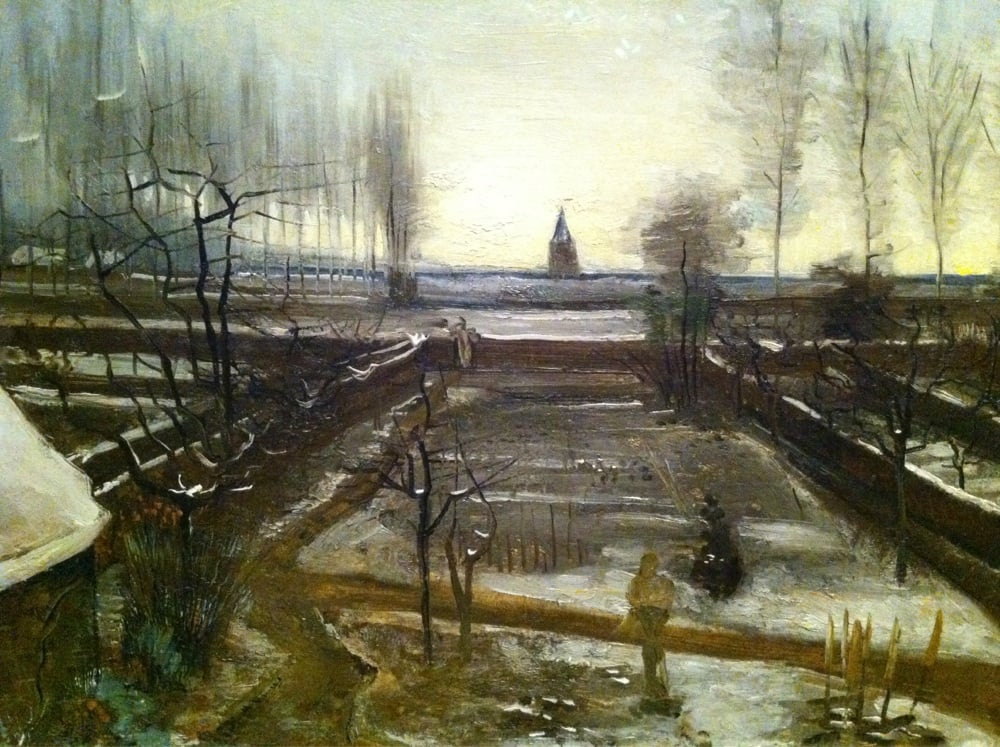 Vincent van Gogh. The garden of the parish priest in the snow, Nuenen