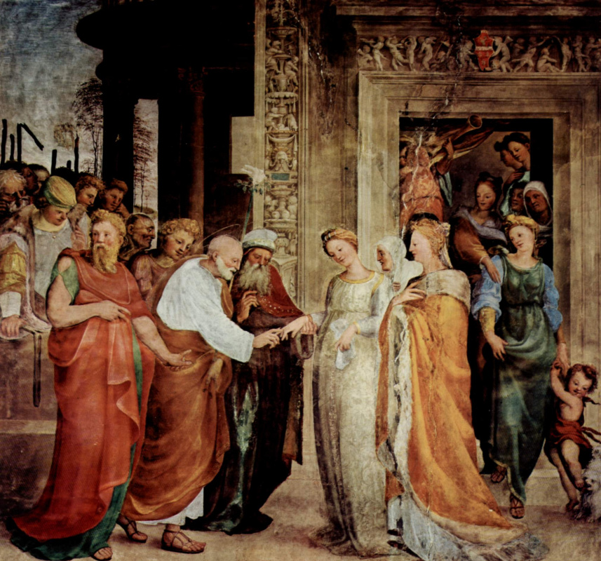 Domenico Beccafumi. The frescoes in the chapel of St. Benedict in Siena, the betrothal of Mary to Joseph