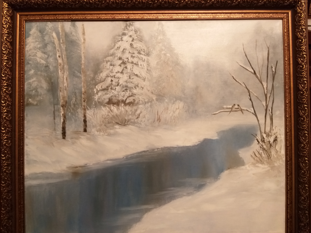 Valeria Kostromina. Winter landscape oil on canvas in frame