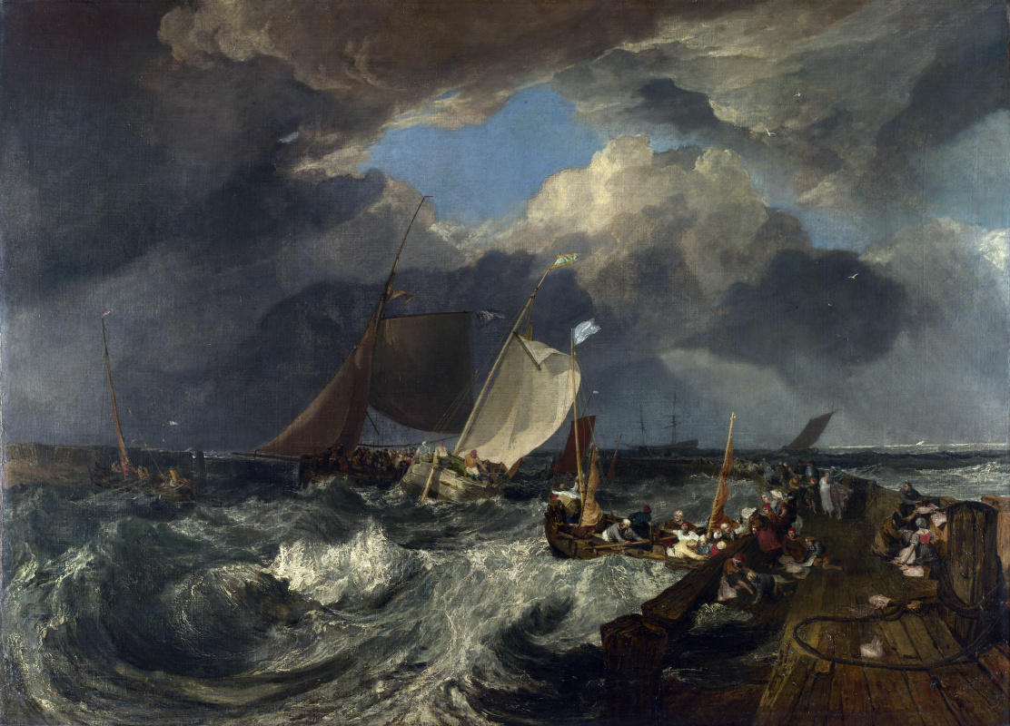 Joseph Mallord William Turner. They say in Calais. French fishermen put out to sea, comes a British passenger ship