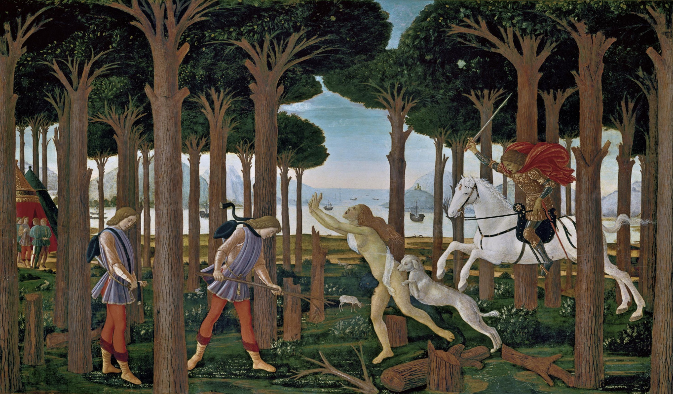 Sandro Botticelli. A scene from "La Novella di Nastagio degli Onesti" series. I