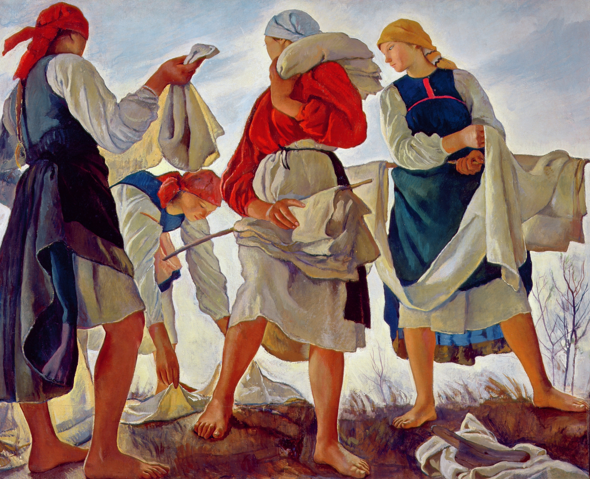 The bleaching of the canvas, 1917, 174×142 cm by Zinaida