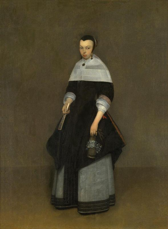 Gerard Terborch (ter Borch). Portrait of a lady (Girl with a fan and a basket)