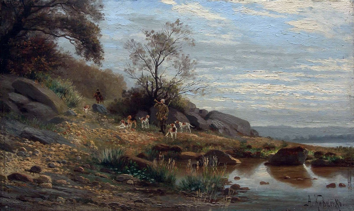 Alexey Danilovich Kivshenko. Hound hunting. 1880s