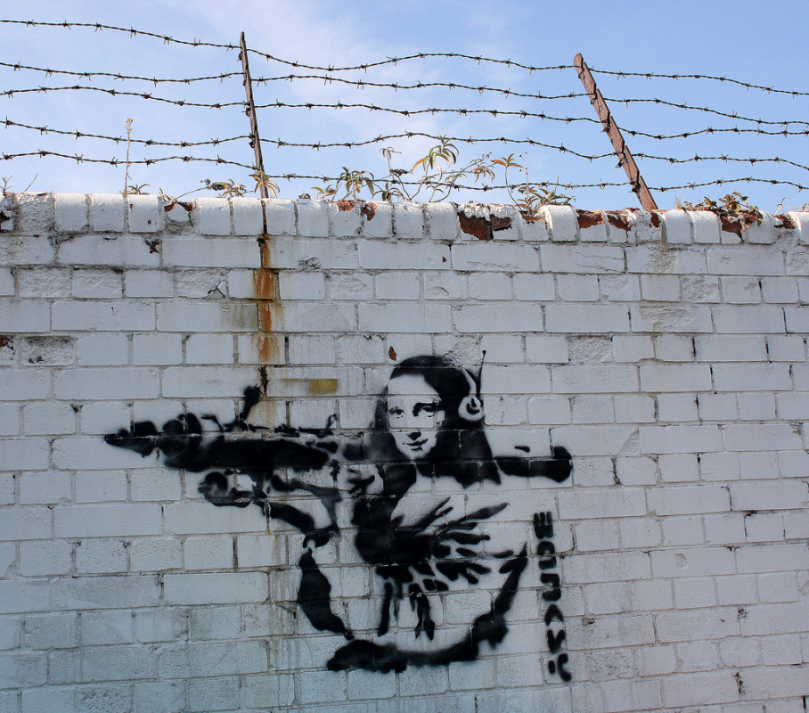 Banksy. Mona Lisa avec Bazooka