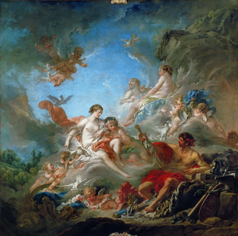 Francois Boucher. A volcano handing Venus a weapon for Aeneas