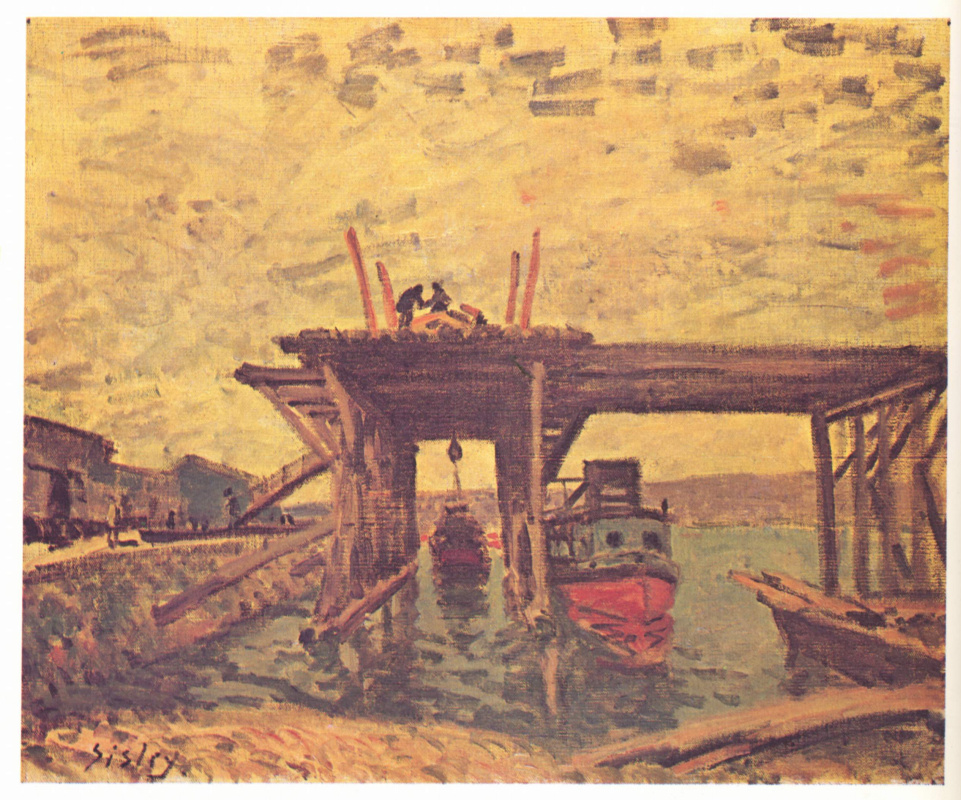 Alfred Sisley. The construction of the bridge