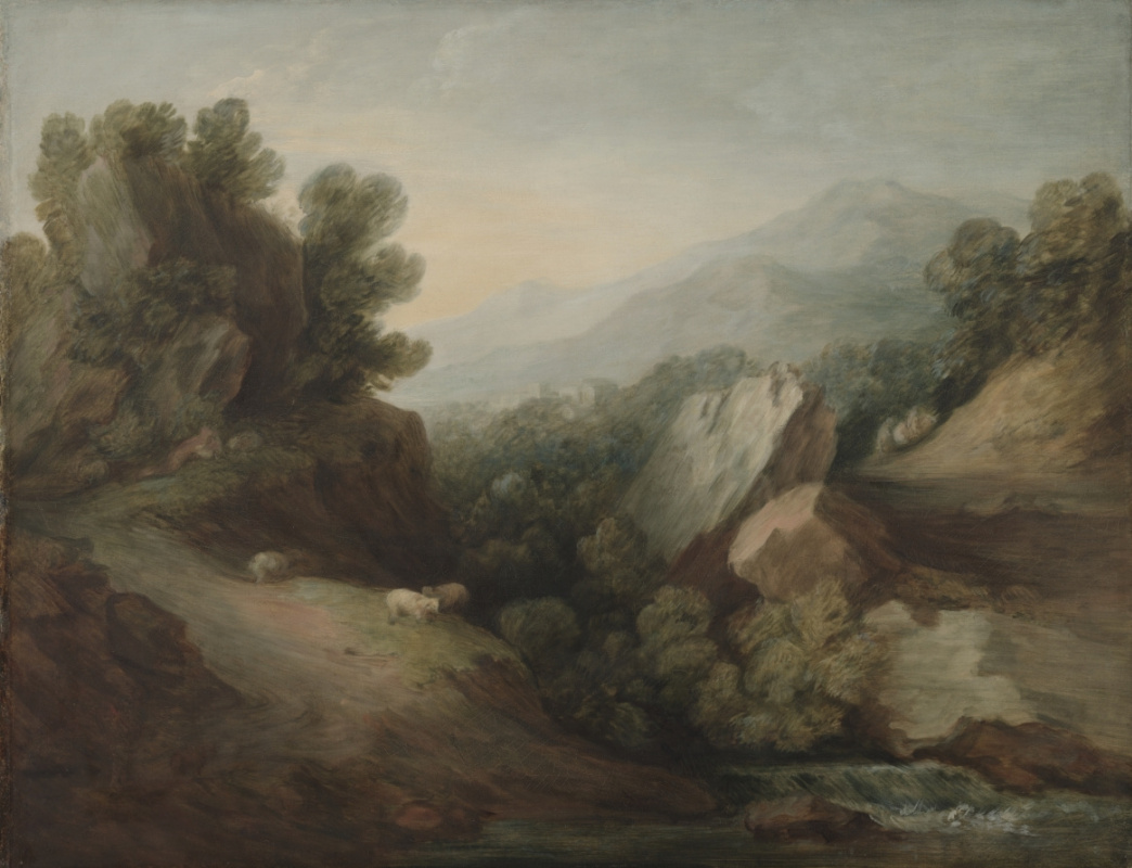 Thomas Gainsborough. Rock. Landscape with a wooded ravine and a dam on the river