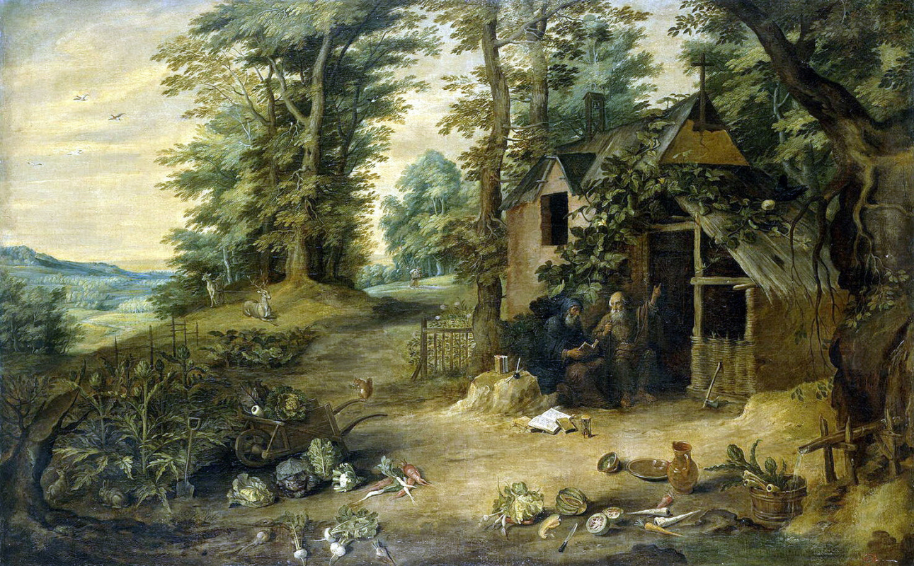David Teniers the Younger. Landscape. Meeting of saints Anthony and Paul