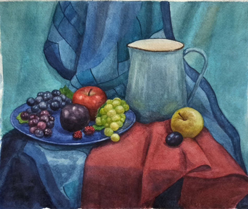 Lyudmila Kachur. Still life in blue colors