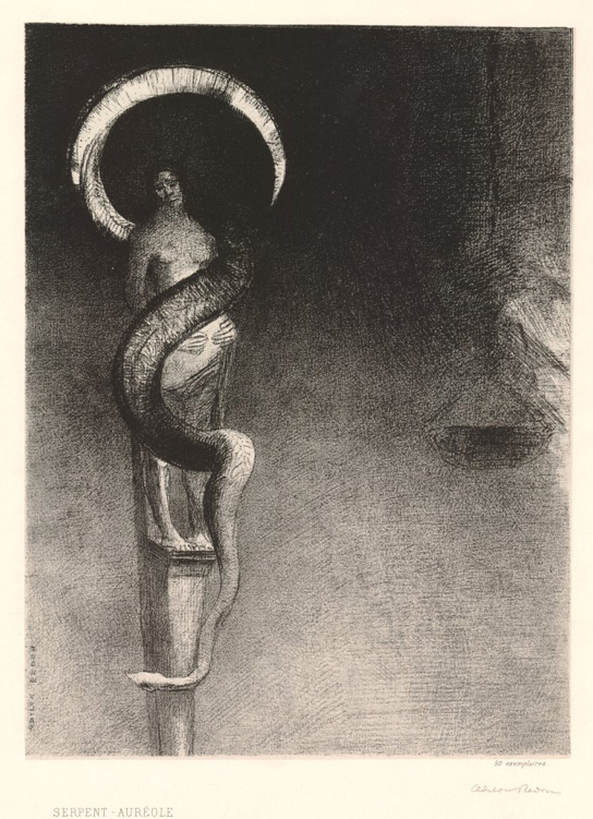 Odilon Redon. The witch in snake halo