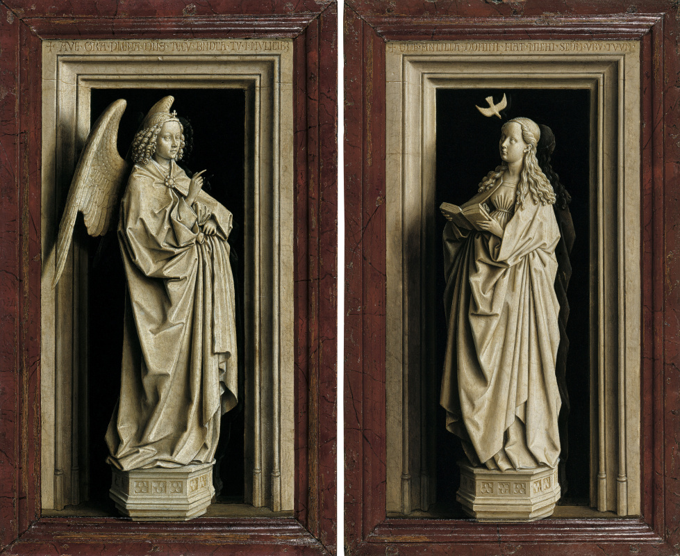 Jan van Eyck. The Annunciation. The Archangel Gabriel and the virgin Mary