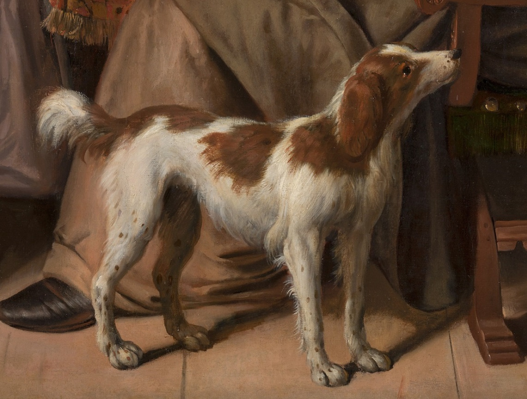 Jan Steen. "As the old sing, so the young pipe and plays". Snippet: dog