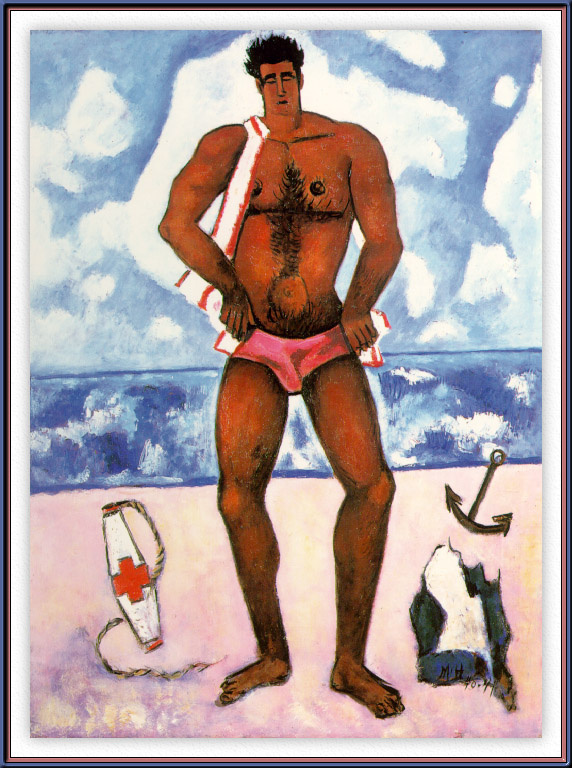 Марсден Хартли. Мужчина в розовых плавках на пляже