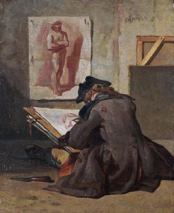 Jean Baptiste Simeon Chardin. The young draftsman copies academic studies