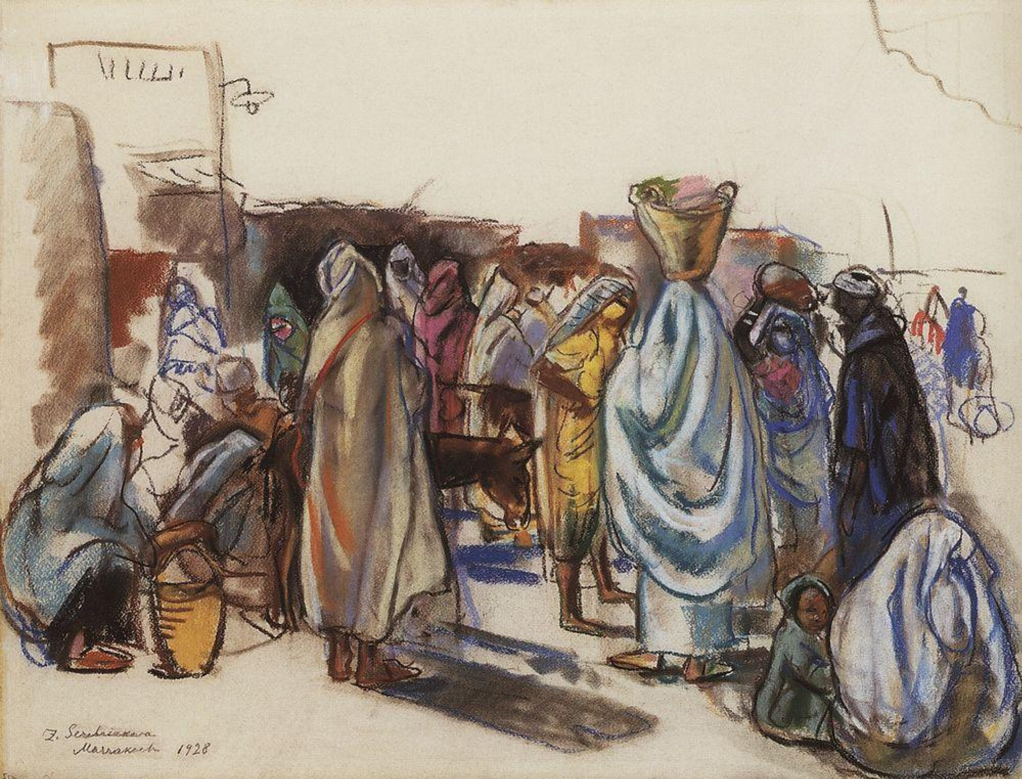 Marrakech Bazaar, 1928, 62×47 cm by Zinaida Serebriakova: History