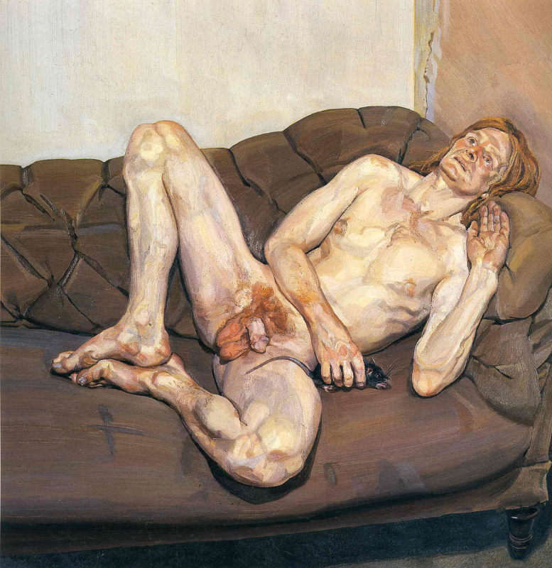 Lucien Freud. Nude man with rat