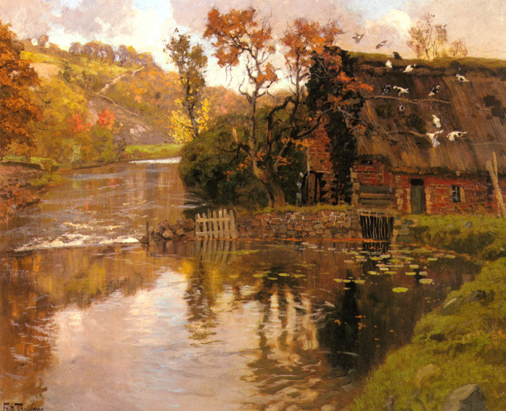 Frits Thaulow. Cottage near the Creek