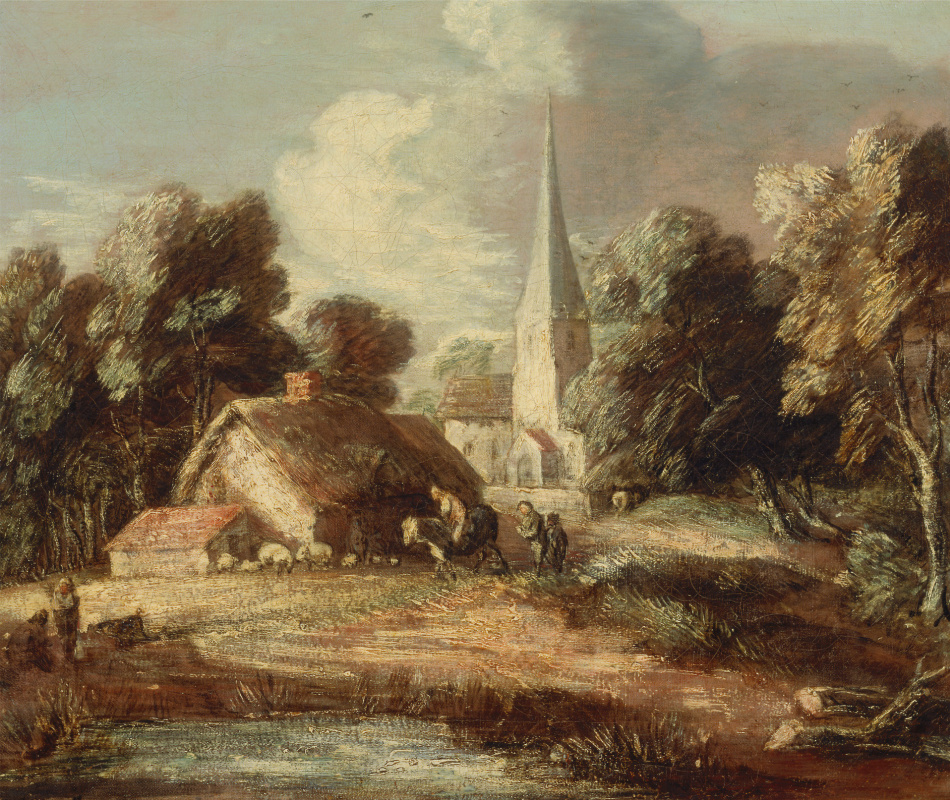 Thomas Gainsborough. Landscape with cottage and Church