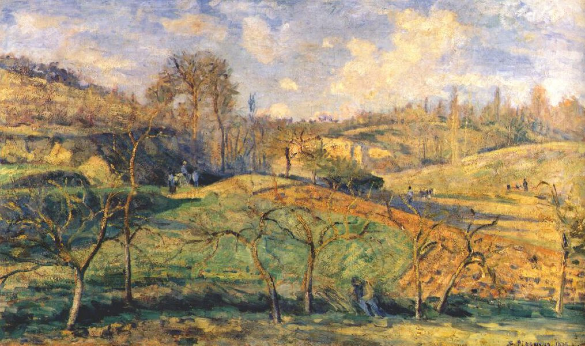Camille Pissarro March sun. PONTOISE, 1875, 93×56 cm: Description
