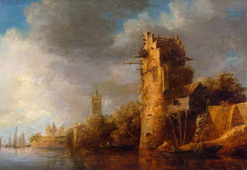 Jan van Goyen. Tower on the coast of the river